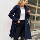 GRACE KARIN Women's Double-Breasted A Line Coat Puffed Sleeve Long Trench Coat Outwear for Winter Navy Blue A-Line Peacoat L