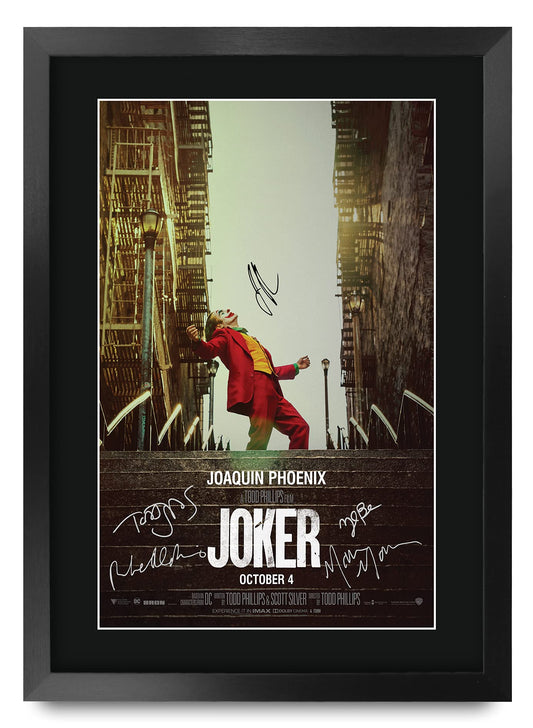 HWC Trading Joker The Cast Joaquin Phoenix Gifts Printed Poster Signed Autograph Picture for Movie Memorabilia Fans - A3 Framed