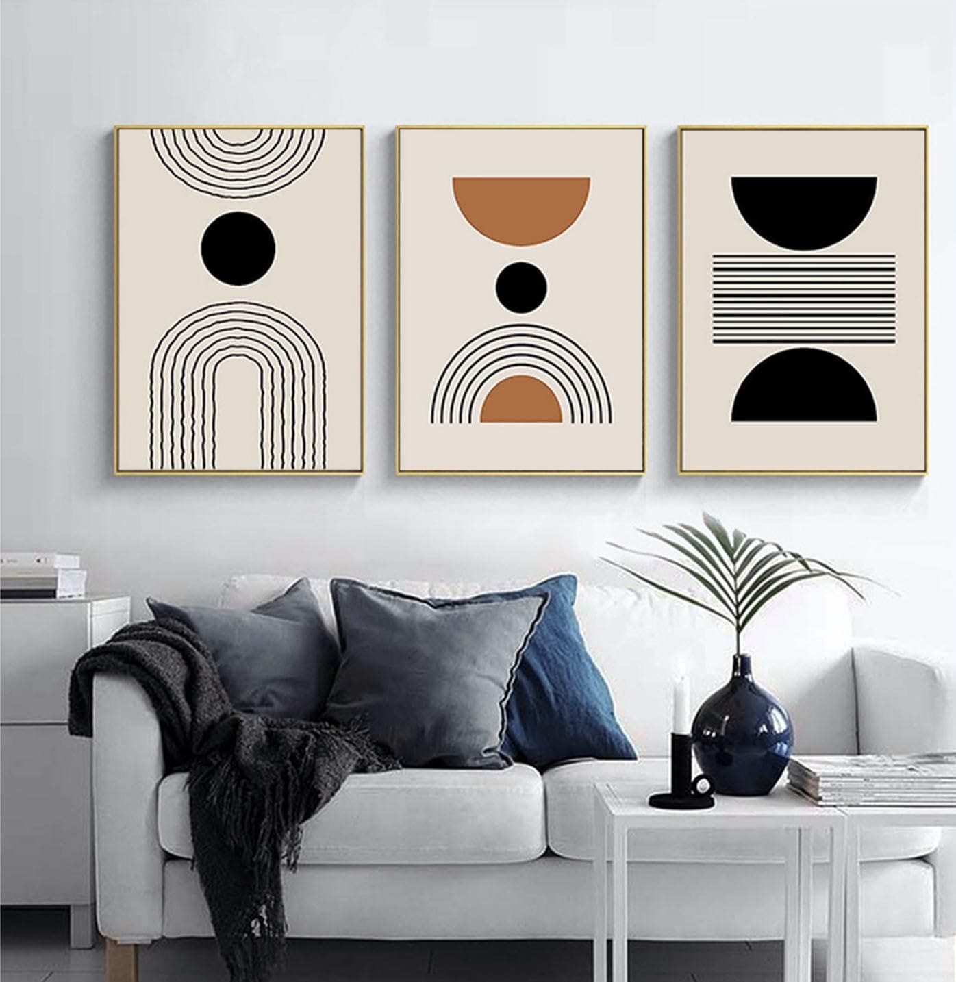 PYNVDD Canvas Poster, Modern Minimalist Abstract Wall Art, Bohemian Poster Set, Geometric Wall Decoration, No Frame (Picture, 9.70 x 100 cm x 3)