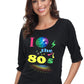 ELFIN 80s T Shirt Fancy Dress Costume for Women Off Shoulder Tops Sexy Lips Printed Casual Jumper Shirts