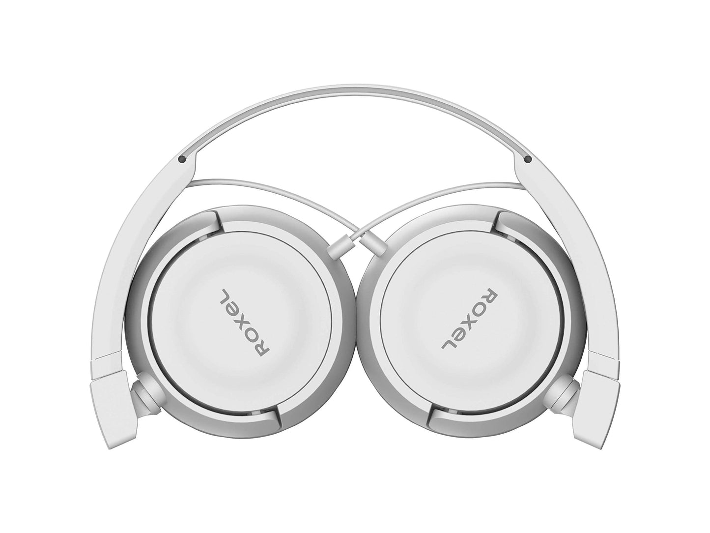 Roxel RX110 Lightweight Wired Foldable Headphones with Mic & Volume Control, On-Ear Headphones, Ergonomic Design, Answer Incoming Calls, Compatible with Android and IOS Devices (White)