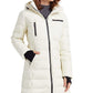 Orolay Women's Hooded Down Jacket Mid-Length Outwear Coat Cannoli Cream M