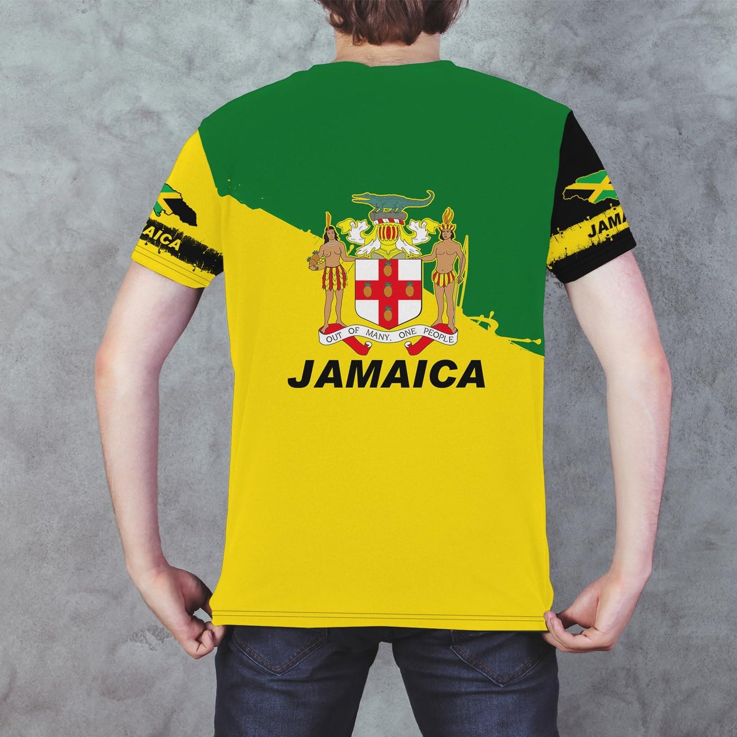 BJU Jamaica Flag T-Shirt Lion King Tee Printed Crewneck Short Sleeve Casual Sports Top Unisex