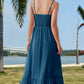 II ININ Maxi Dress Beach Dresses for Women UK Long Summer Dress Spaghetti Strap Square Backless/Flowy Casual Dress Blue