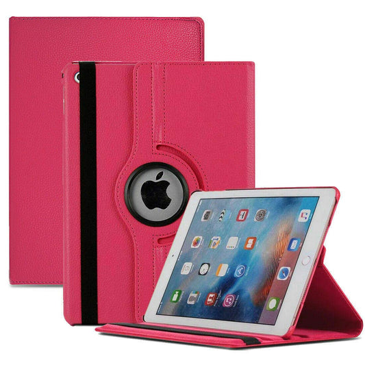 MH TECH 360 Rotating PU Leather Smart Stand Case Cover for Apple iPad 5th Gen 9.7" 2017, iPad 6th Gen 9.7" 2018, Air 1 1st Generation 2013 and Air 2 2014 (Pink)