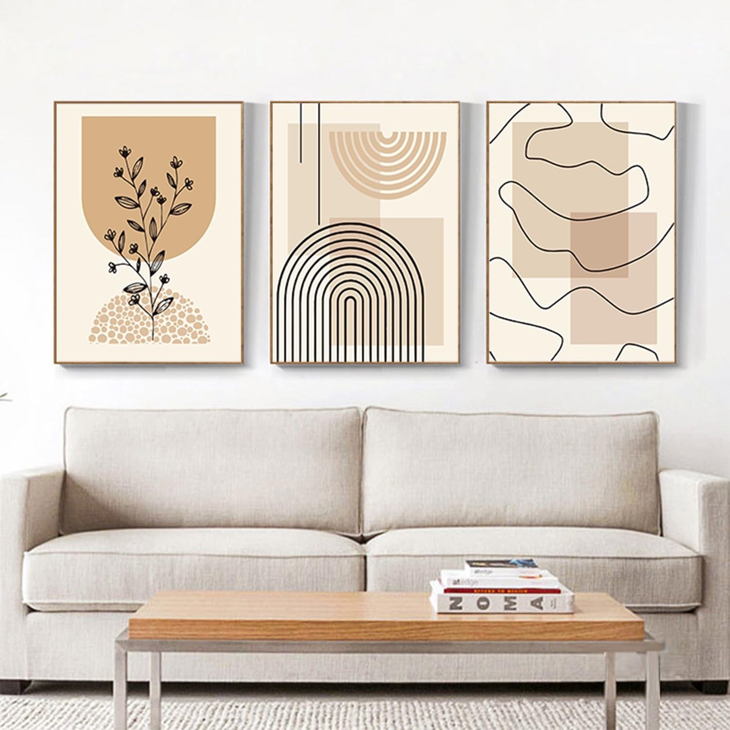 PYNVDD Canvas Poster, Modern Minimalist Abstract Wall Art, Bohemian Poster Set, Geometric Wall Decoration, No Frame (Picture-1.20 x 30 cm x 3)