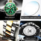 OLEVS Mens Watches Green Watches for Men Watch Men Luxury Quartz Big Face Men's Wrist Watches Fashion Gold Watch for Men Dress Silver Watches Stainless Steel Watches relojes para Hombres