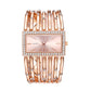 Trendy Rhinestone Ladies Steel Bracelet Watch Fashion Europe And The United States Style Quartz Square Female Watch Stretch Watch (Rose Gold, One Size)