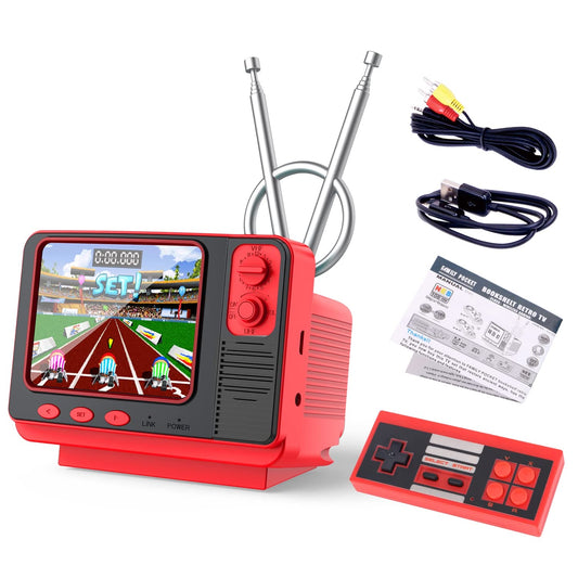 Retro Video Games Console for Kids Adults Built-in 308 Classic Electronic Game 3.0'' Screen Mini TV Games Console Support TV Output and USB Charging Birthday Xmas Gift for Boys Girl 4-12 (Red)