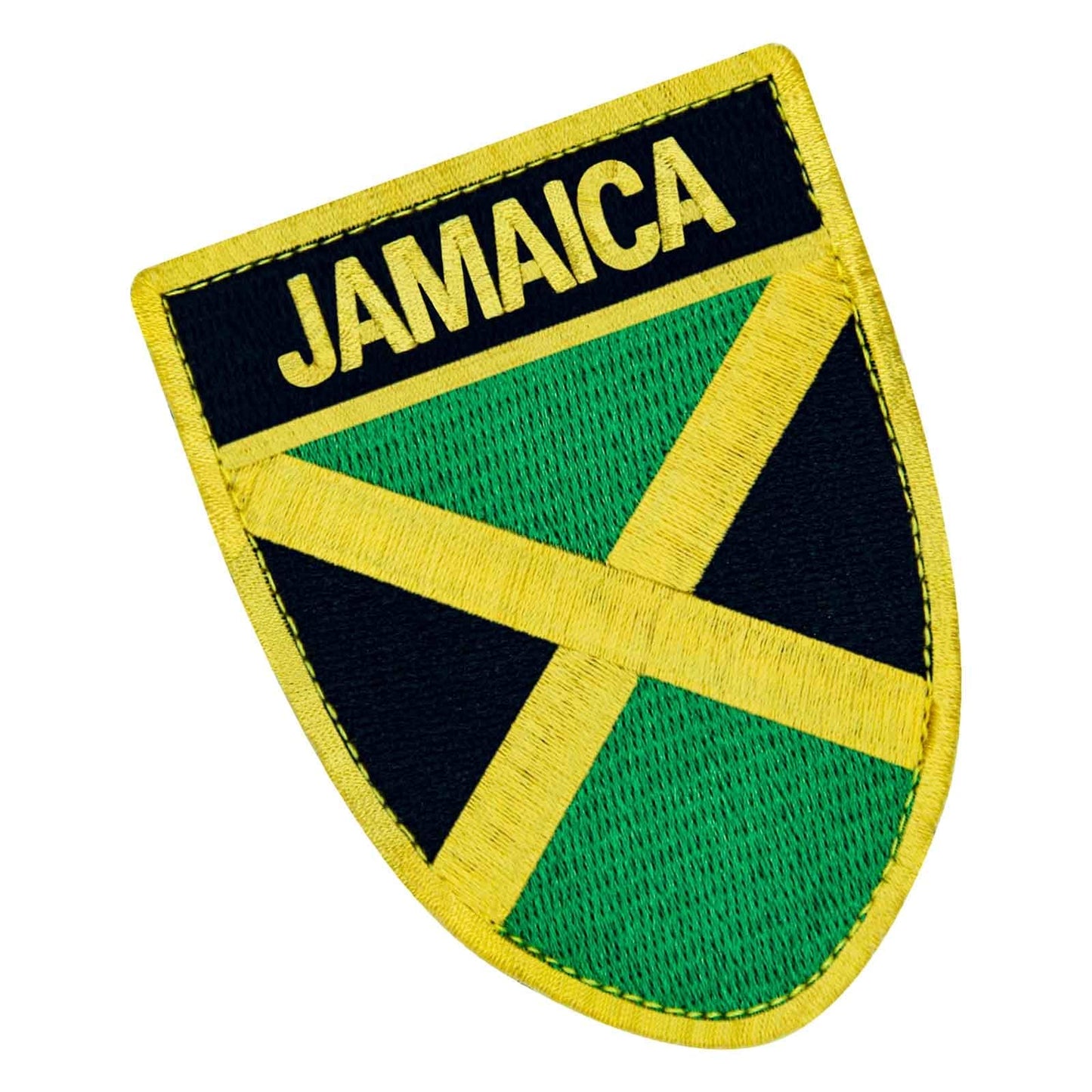 Jamaica Shield Flag Embroidered Emblem Rasta Jamaican Rastafarian Badge Applique Fastener Hook and Loop National Patc