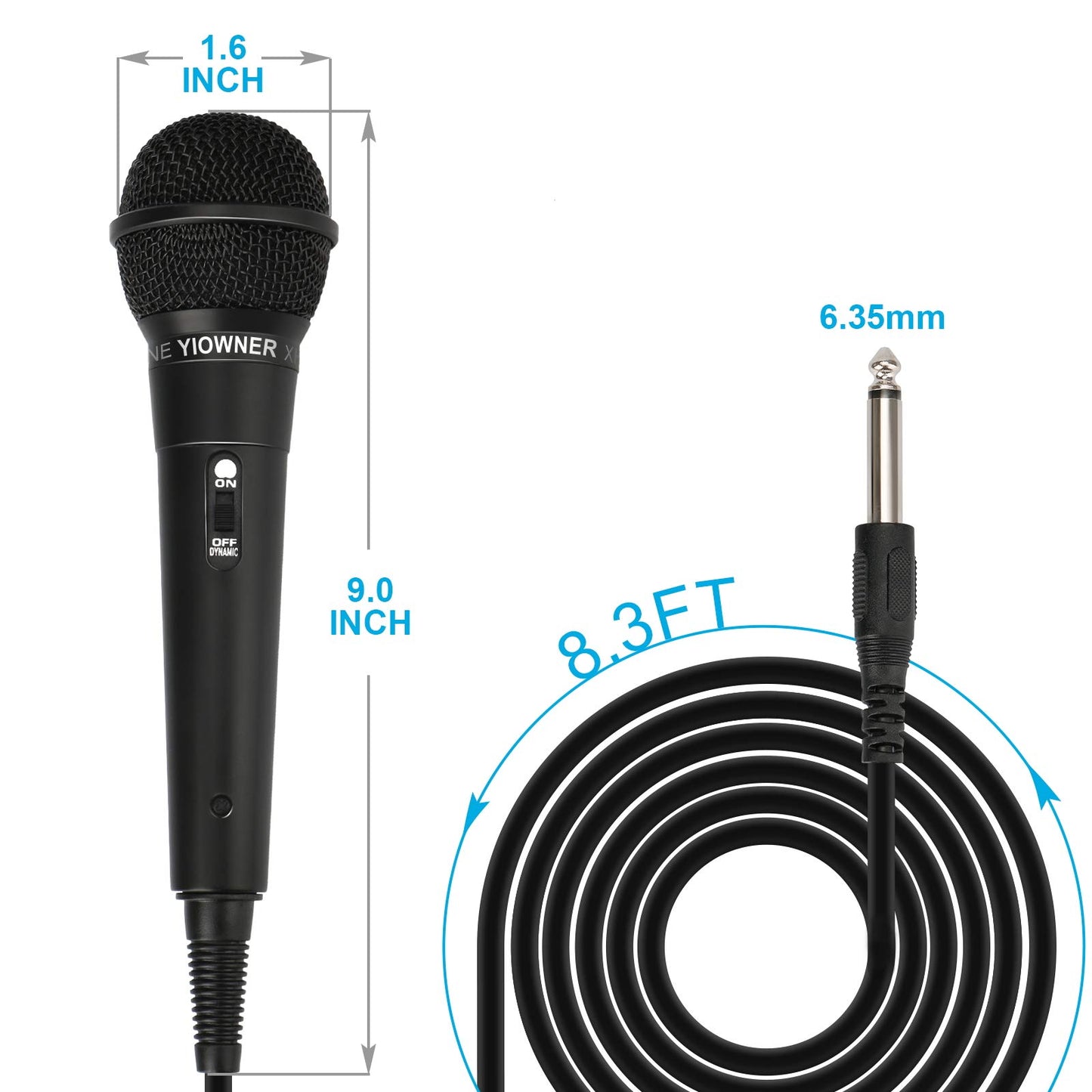 YIOWNER Wired Microphone, Karaoke Microphone, Handheld Microphone for Singing, Mic Karaoke with 2.5m Cable, Vocal Dynamic Mic for Speaker, AMP, Mixer, DVD