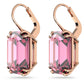 Swarovski Millenia Drop Earrings, Pink Octagon Cut Crystals in a Rose Gold Tone Plated Setting, from the Millenia Collection