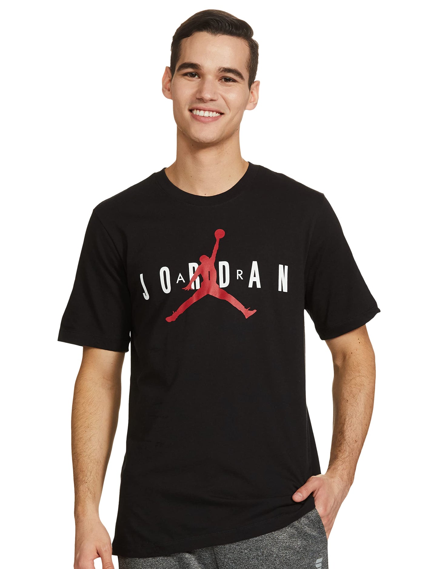 Nike Men's Jrdn Air Wrdmrk T-Shirt, Black/White/Gym RED, M