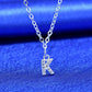 bifriend S925 Silver 26 Initial English Letter Crystal Chain Necklace For Women Girl Best Gift (K)