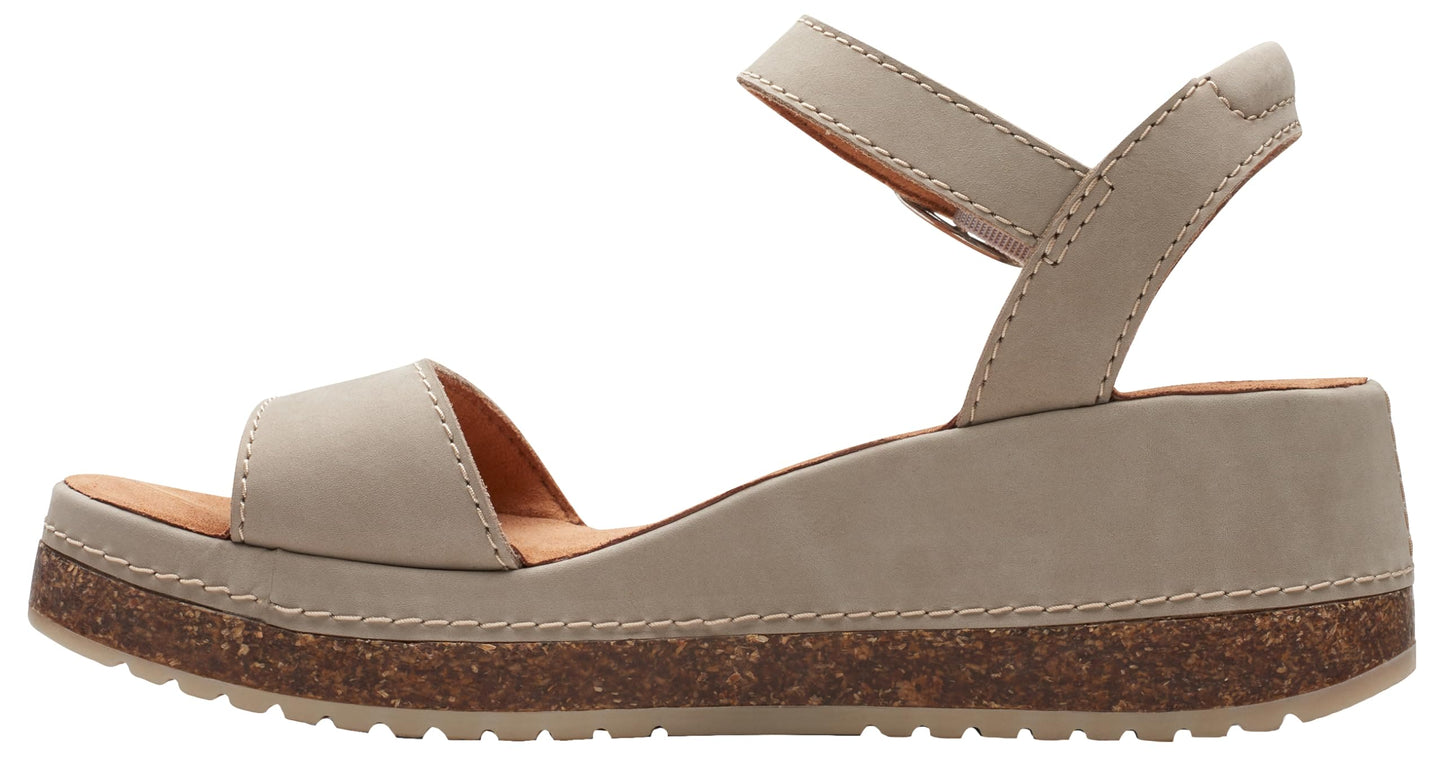 Clarks Women's Kassanda Lily Sandal, Stone Nubuck, 6 UK