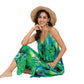 BUENOS NINOS Women's V Neck Floral Maxi Dress Boho Printed Adjustable Spaghetti Strap Ethnic Beach Long Dress with Pockets 3XL Jungle Green Jumpsuit