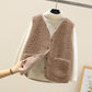 Teddy Fleece Gilet for Women Sleeveless V-neck Button Down Vest Sherpa Fluffy Waistcoat Coat Solid Color Lightweight Cozy Gilets Ladies Winter Soft Jacket with Pockets Fur Fuzzy Coat Outwear Clearance