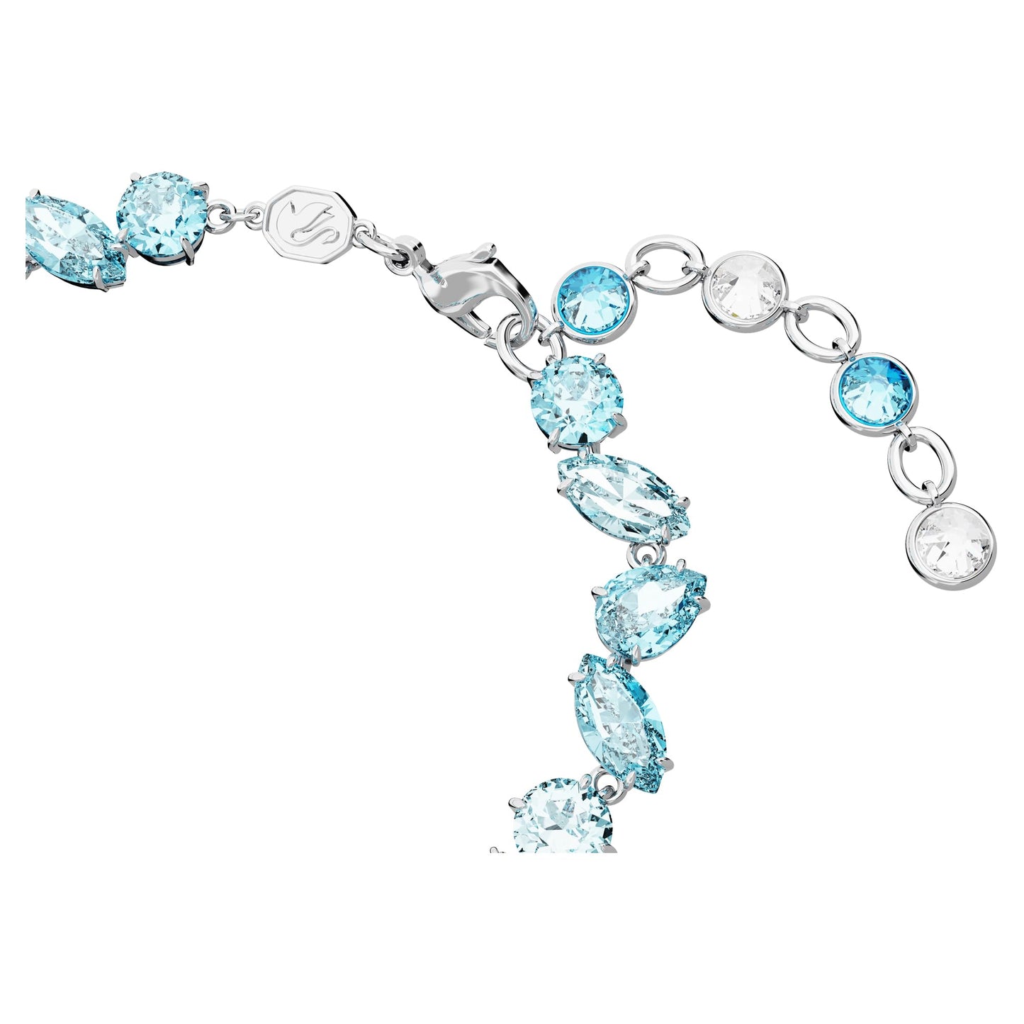 Swarovski Gema Bracelet, Blue and White Mixed-Cut Crystals in a Rhodium Plated Setting, from the Gema Collection