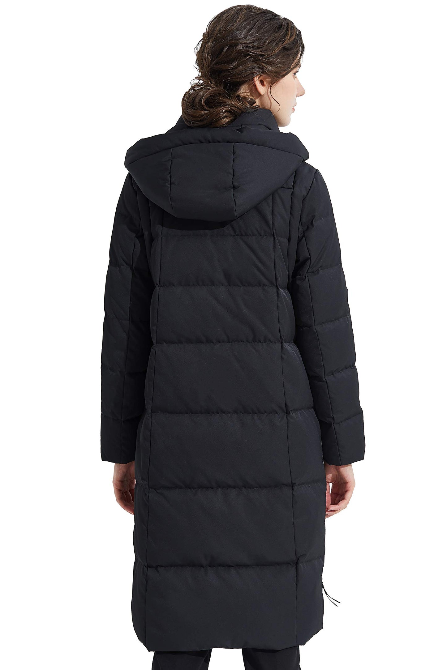 Orolay Women's Thickened Down Jacket Long Winter Coat Hooded Puffer Jacket Pirate Black L