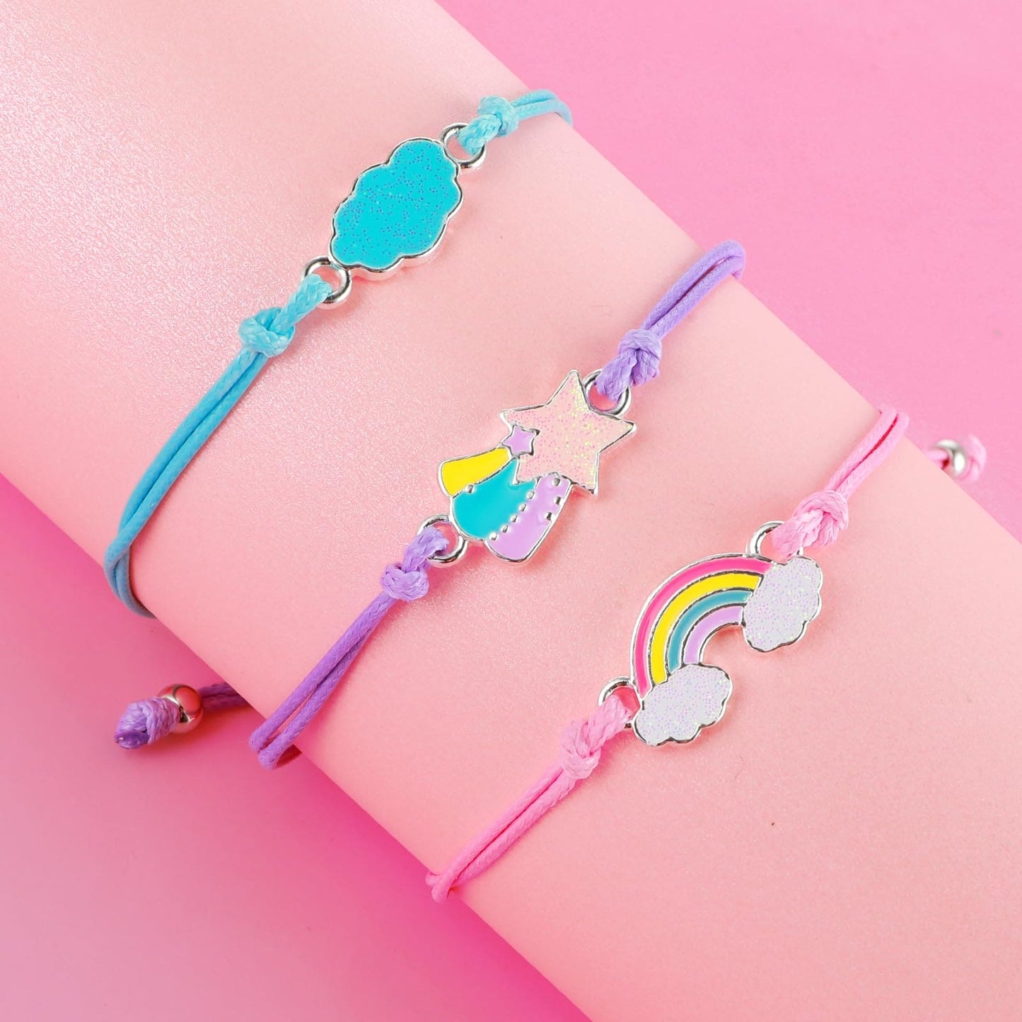 Grevosea 3 Pcs Colorful Friendship Bracelets Adjustable Braided Bracelet Rainbow Bracelet Friendship Bracelet Jewelry Lovely Best Friend Bracelet for Girls Women School Gifts Party Favors