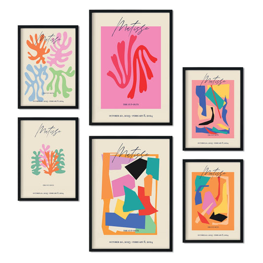 Nacnic Set of 6 posters Matisse Collect. Collection of posters in collage aesthetic for interior decoration. Sizes A3 and A4. Frameless.