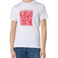 Emporio Armani Men's Ropes Macro Logo Crew Neck T-Shirt, White/RED Print, M