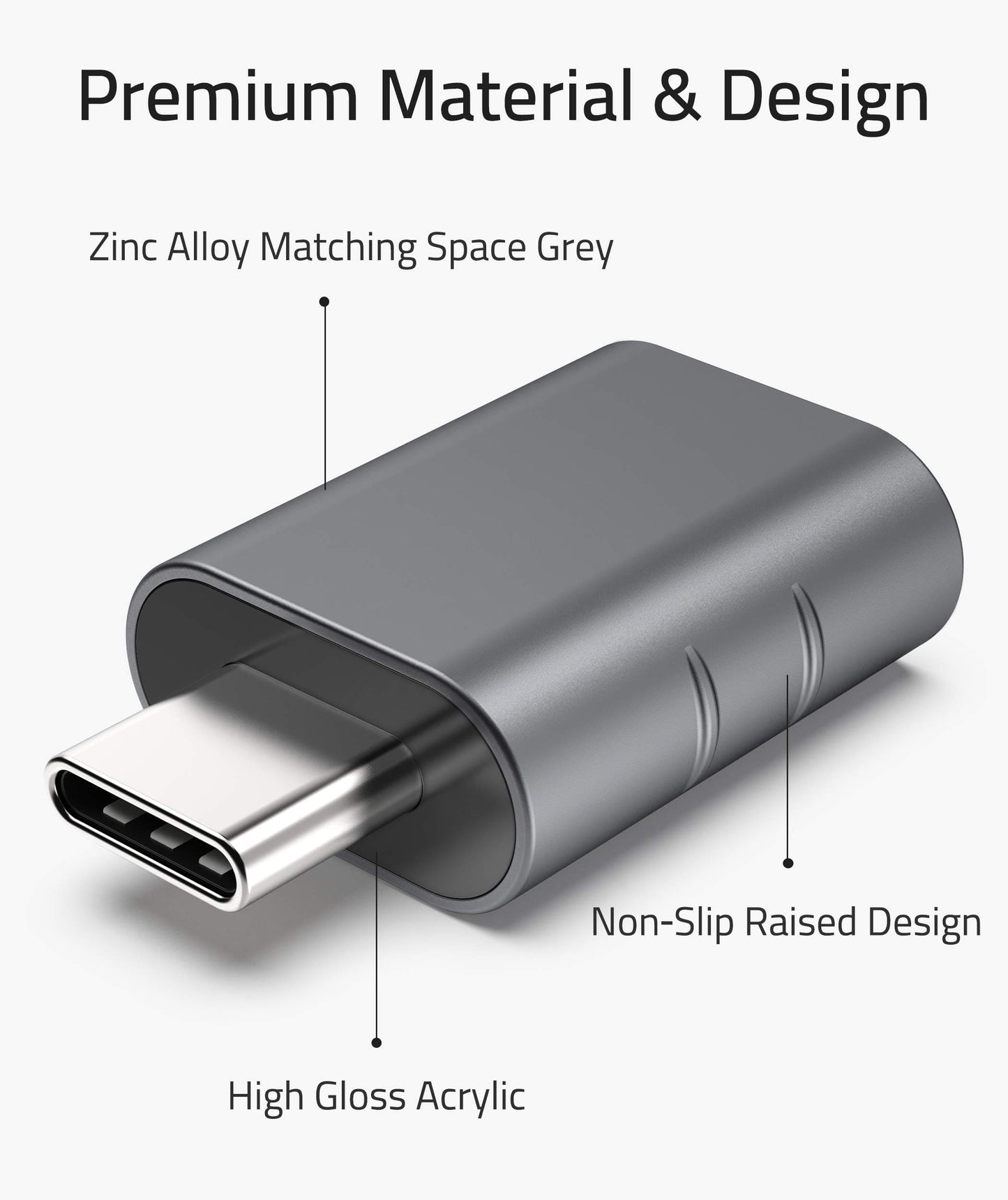 Syntech USB C to USB Adapter Pack of 2 USB C Male to USB 3.0 Female Adapter Compatible with MacBook Pro Air 2024, iPad Pro, Samsung Notebook, Dell XPS, iPhone 15 and More Type C Devices,Space Grey