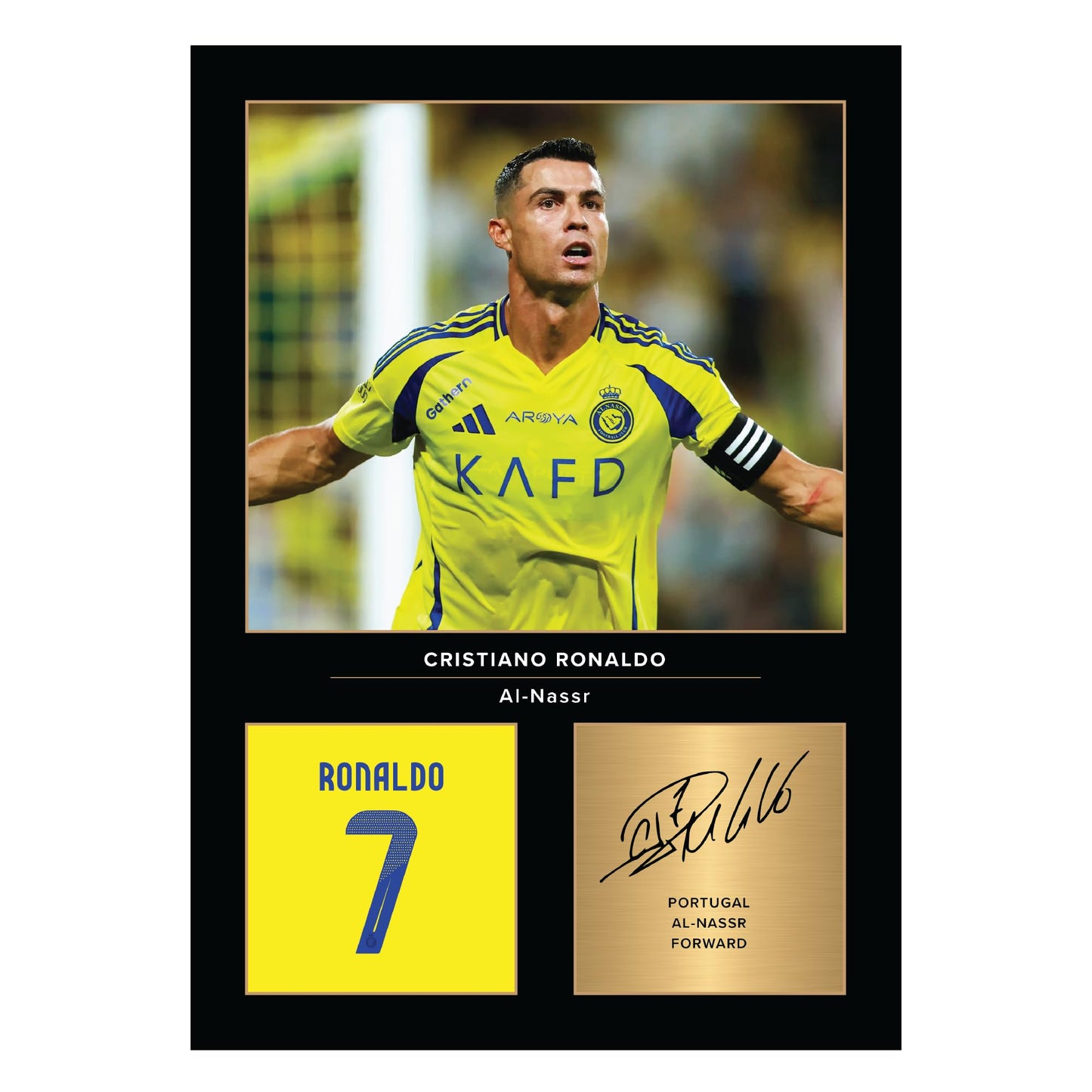 Icons Wall Art Cristiano Ronaldo Al Nassr FC Signed A4 Printed Photo Picture Display Gift For Al Nassr FC Fans Digitally Reproduced Signature Unframed