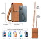 Roulens Women Leather Small Crossbody Phone Bag, Cellphone Shoulder Bags, RFID Blocking PU Leather Phone Wallet with Card Slots, Adjustable, Removable Shoulder Strap