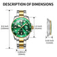 OLEVS Mens Watches Green Watches for Men Watch Men Luxury Quartz Big Face Men's Wrist Watches Fashion Gold Watch for Men Dress Silver Watches Stainless Steel Watches relojes para Hombres