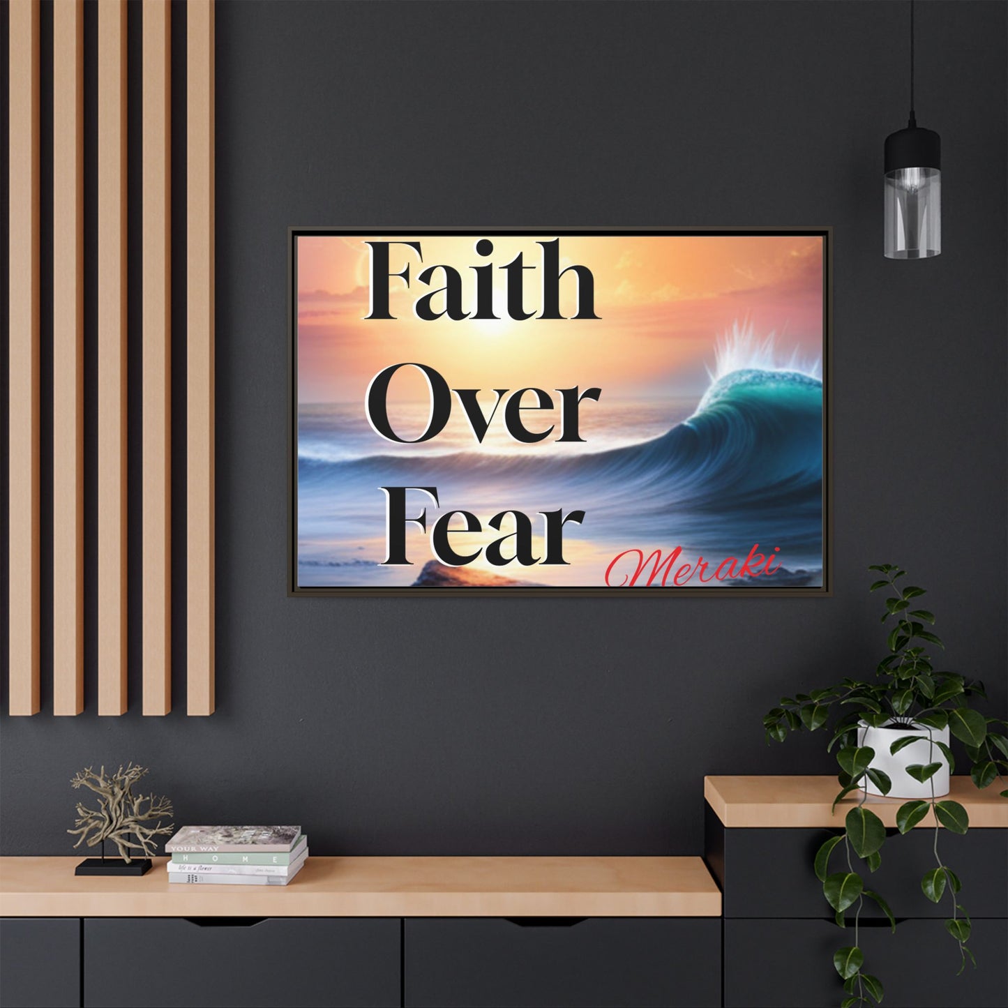 Faith over fear Matte Canvas, Framed (Multi-color) by Meraki  studio