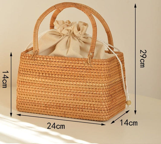 Pure handmade basket Nordic style storage picnic travel basket woven rattan women handbag