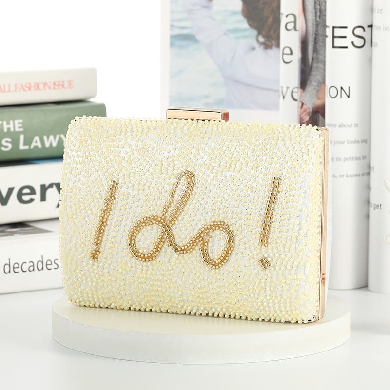 Wedding White Clutch I Do Letter Evening Bags For Women Bridal Clutches Bag Rhinetsone Pearl Beading Wedding Party Handbag Trend