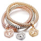 AONAT Crystal Charms Multilayer Bracelets - 3PCS Gold/Silver/Rose Gold Corn Chain Bracelet for Women, Tree of Life Stretch Bracelet