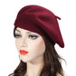 ZLYC Women's Classic French Artist Beret Beret, Burgundy red, One Size