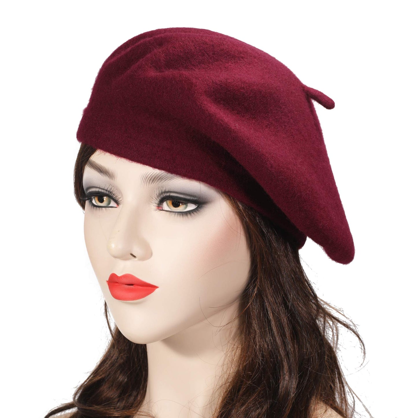 ZLYC Women's Classic French Artist Beret Beret, Burgundy red, One Size