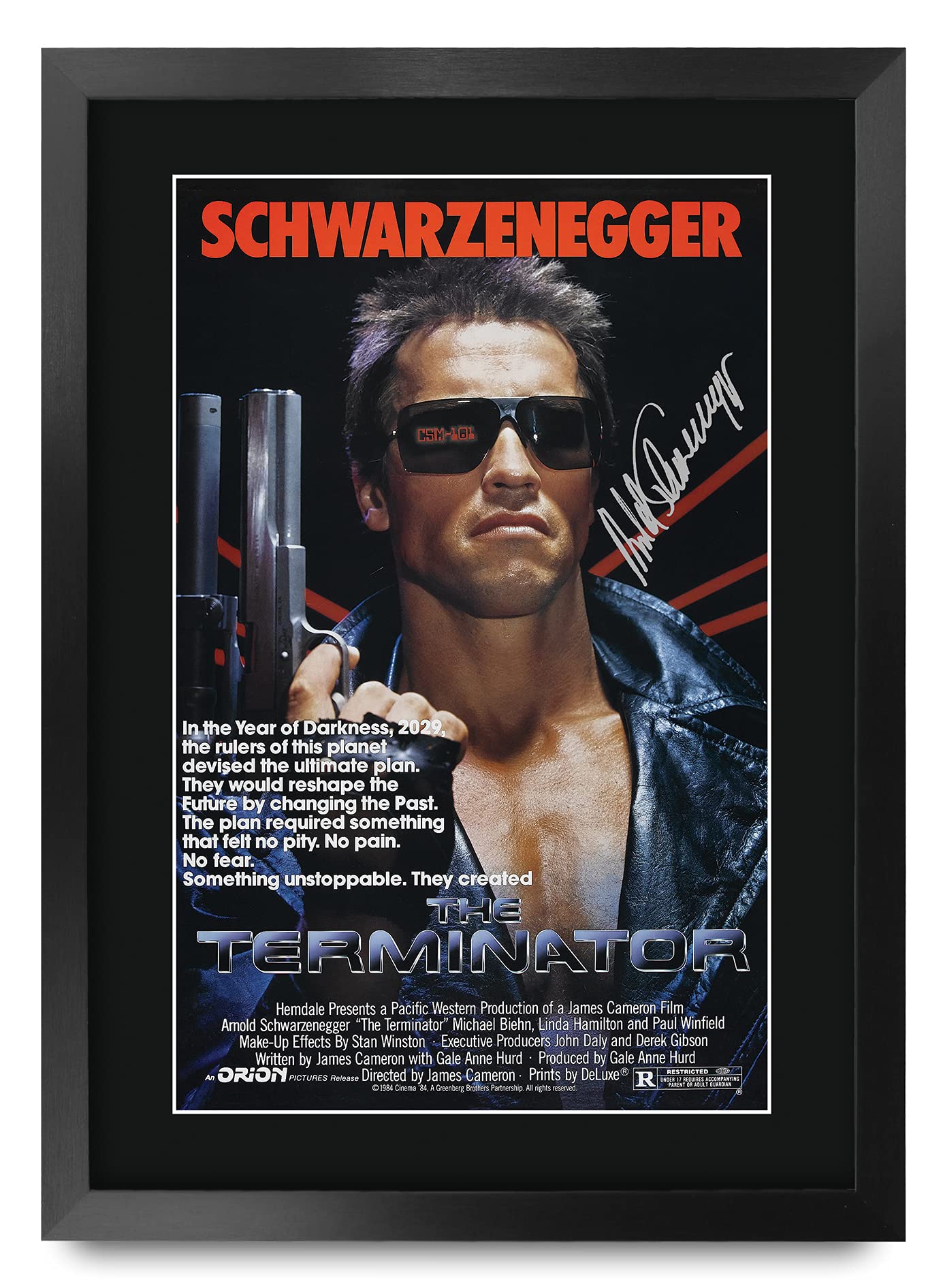 HWC Trading A3 FR Terminator Movie Poster Arnold Schwarzenegger Signed Gift FRAMED A3 Printed Autograph Film Gifts Print Photo Picture Display