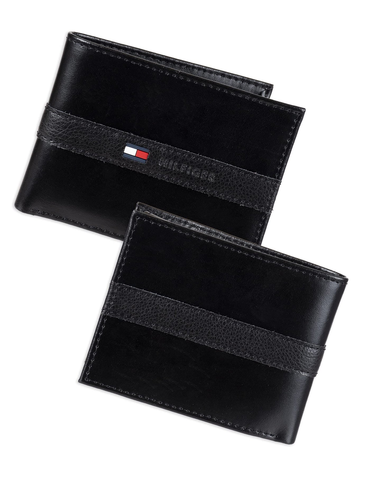 Tommy Hilfiger Men's Leather Wallet - Thin Sleek Casual Bifold with 6 Credit Card Pockets and Removable ID Window, Black