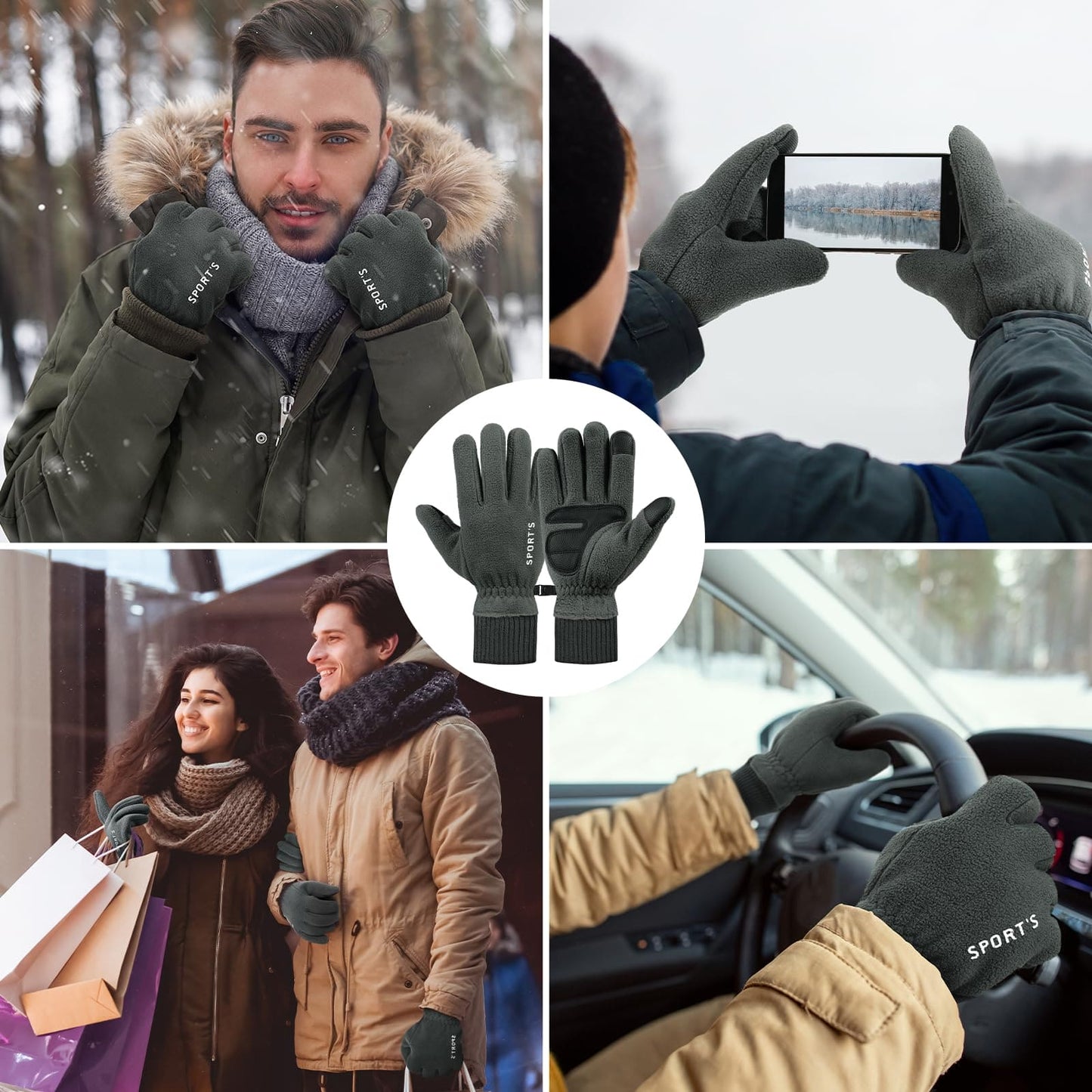 clubone Winter Gloves - Gloves for Men Women, Stretch Fleece Gloves With Smart Touch, Windproof Glove for Running Driving Hiking, Warm Gifts