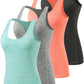 Ymmchy Workout Tank Tops for Women Racerback Vest Yoga Sleeveless Undershirt 4 Pack Black/Orange/Gray/Light Green XL