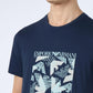 Emporio Armani Men's Macro Logo Crew Neck T-Shirt, Navy/Eagle PRINT2, XL