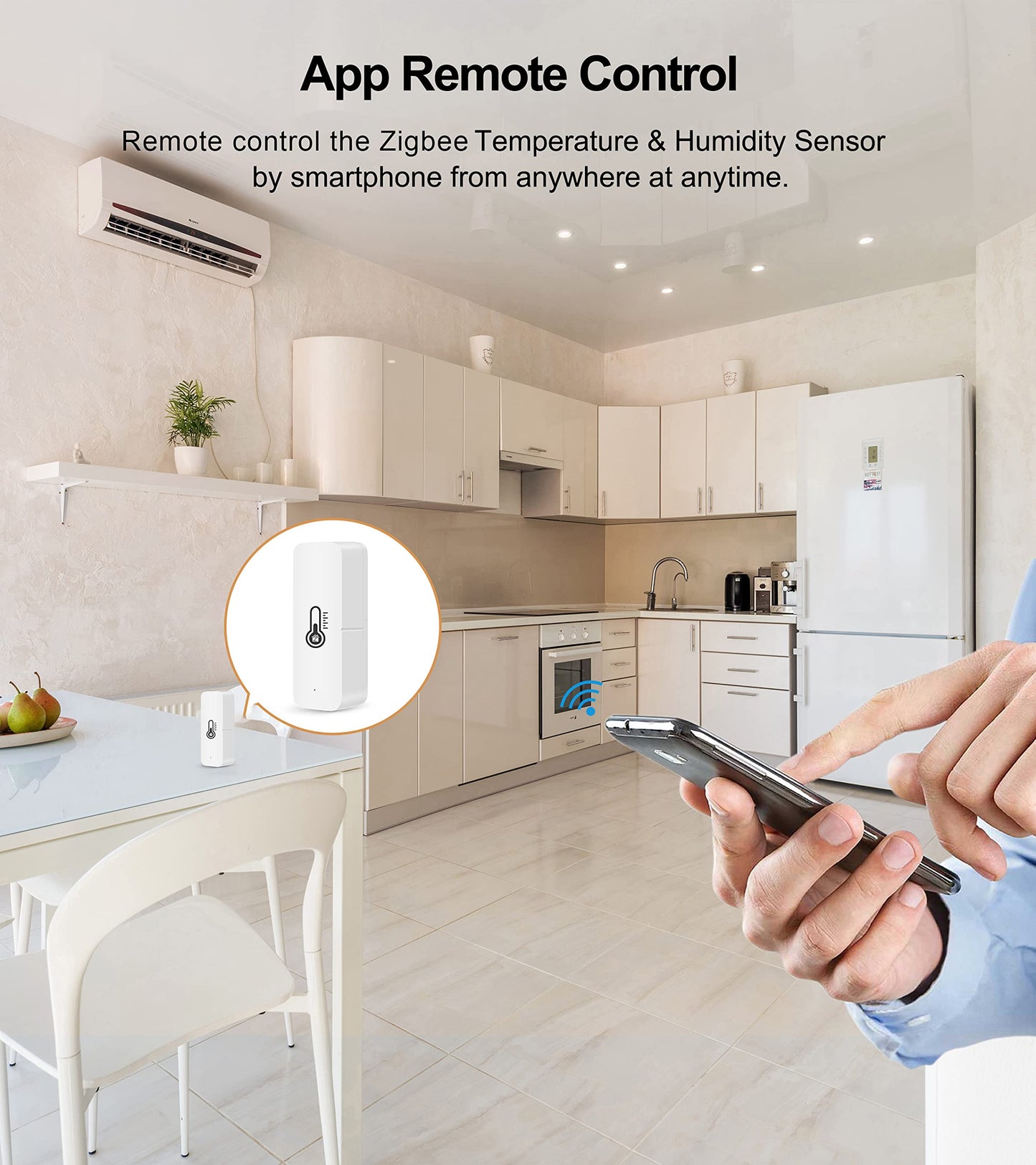 XRC TECH Tuya Zigbee Temperature And Humidity Sensor Smart Home Tuya Smart Life APP Real-time Monitoring Work with Alexa Home Gateway Required