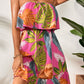 SOLY HUX Summer Dresses for Women Tropical Print Strapless Sleeveless Ruffle Hem Tube Dress HotPink S