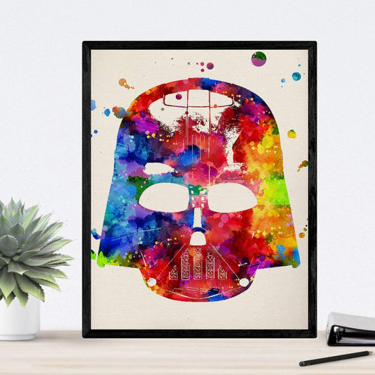 Nacnic set of 4 watercolor star wars posters | Colourful prints of Darth Vader, Yoda, R2-D2 and C3PO | Size a4