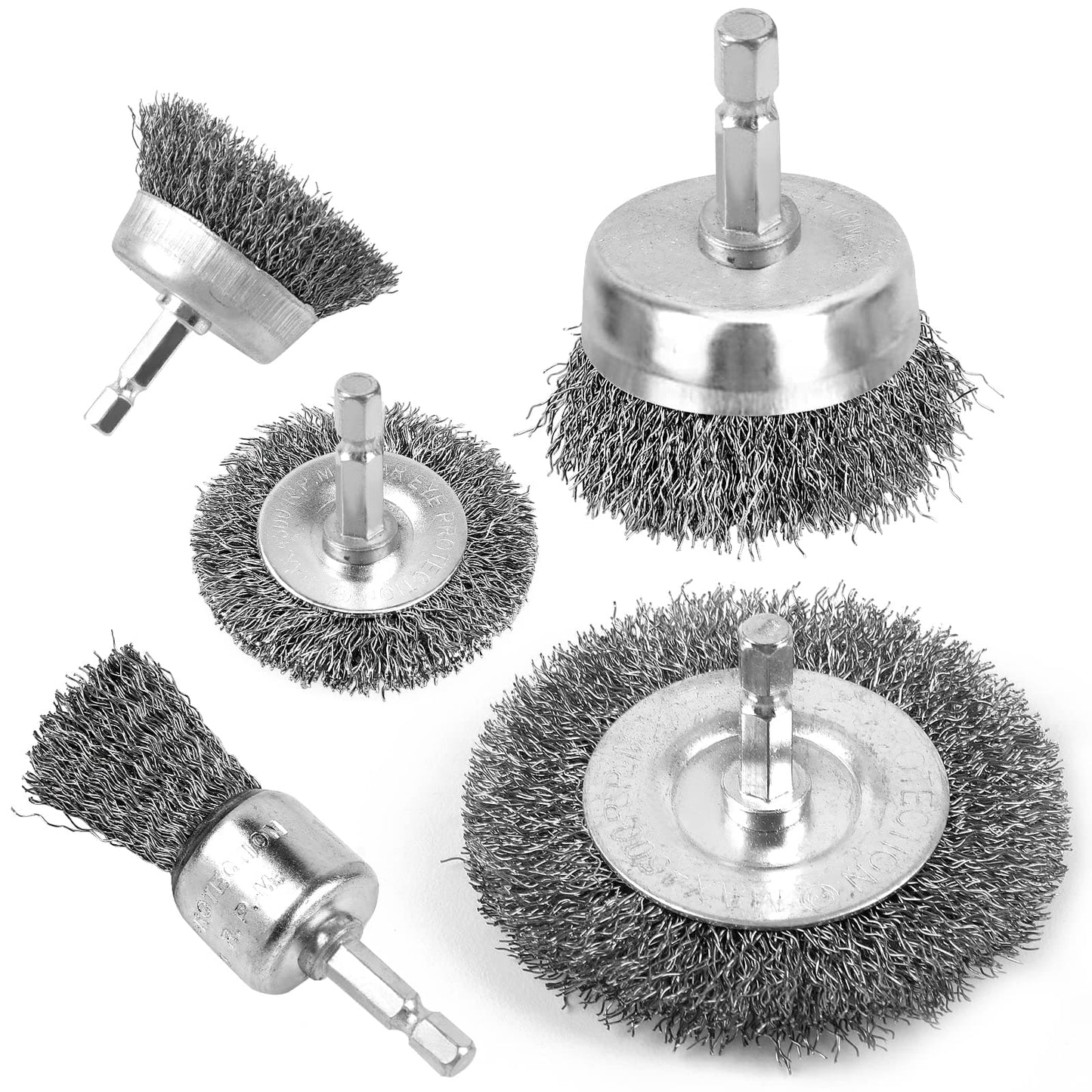 Wire Brush for Drill, Wire Wheel Brush Cup Set, Drill Wire Brush for Drill 1/4 Inch Arbor for Cleaning Rust, Stripping and Drill Attachment（Hexagonal）