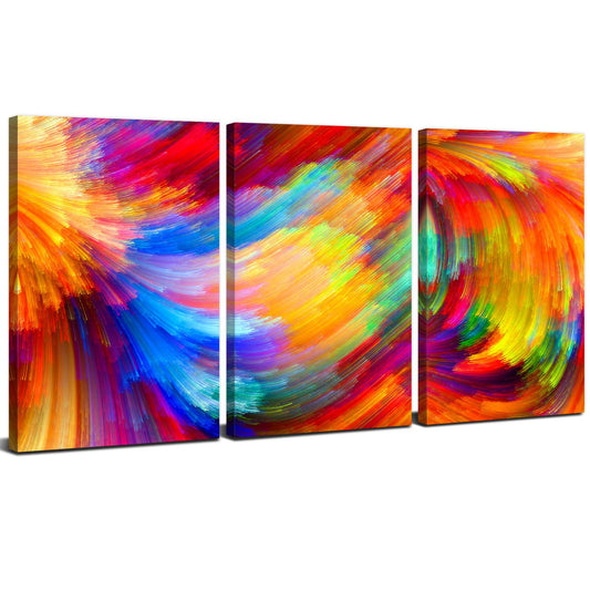 AREBOLO Set of 3 Abstract Wall Art for Living Room Bedroom, Wooden Framed Canvas Prints Wall Art Modern Abstract Pictures Paintings Creative Colorful Pastel Posters Artwork Home Decorations 40 x 30CM