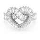 Swarovski Matrix Heart Shaped Ring, Various Cuts of White Crystal in a Rhodium Plated setting, from the Matrix Collection, Size 55