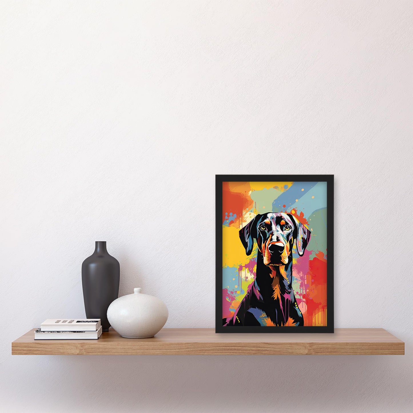 Artery8 Doberman Dog Lover Gift Pet Portrait Abstract Pop Art Artwork Painting Artwork Framed Wall Art Print A4