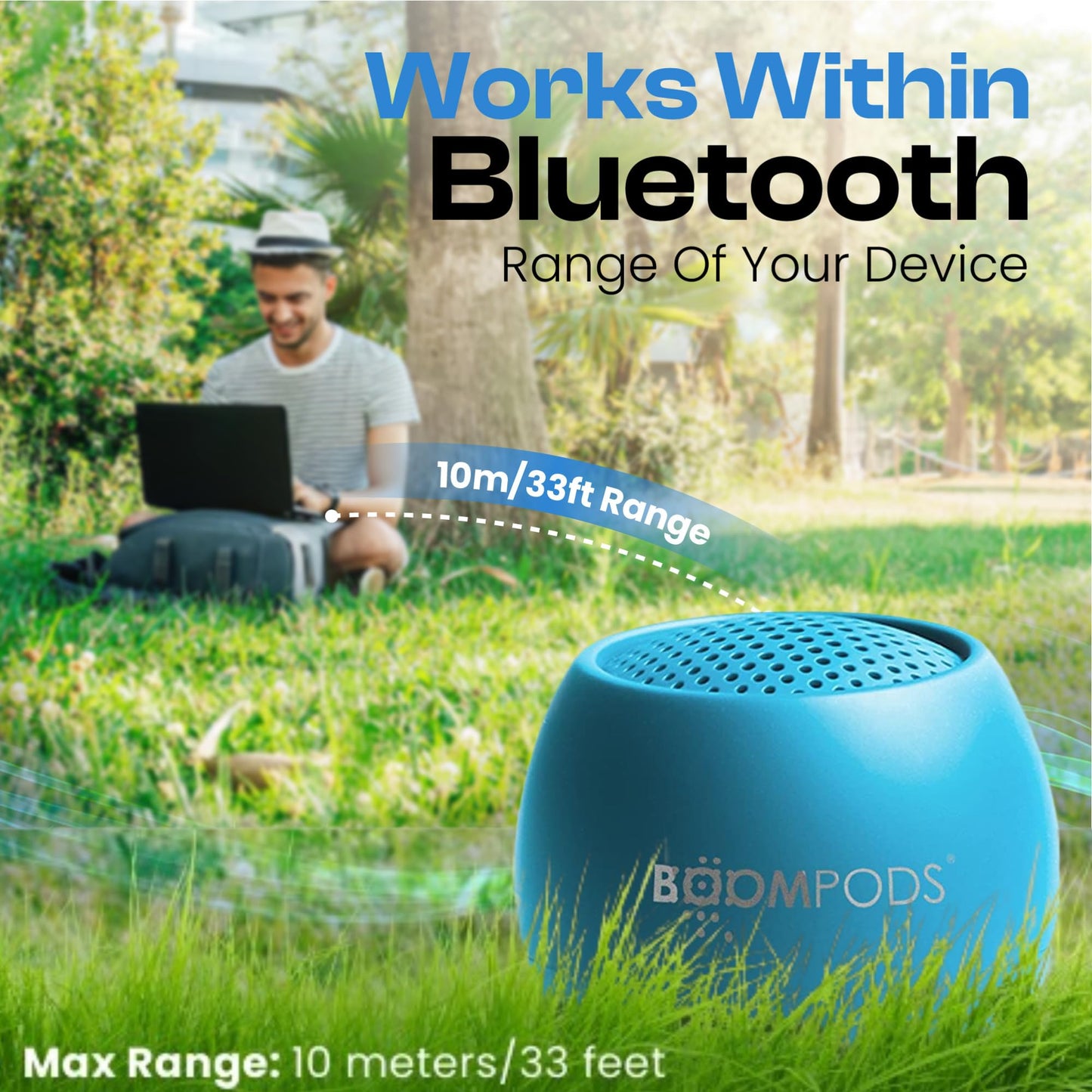 Boompods Zero Talk Mini Portable Bluetooth Speaker with Amazon Alexa Built-In, Smart Devices - Small Wireless Waterproof Speaker IPX6, 5hr Playtime, Microphone for Shower, Travel & iPhone, Blue