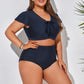 Hanna Nikole Women Push Up Swimwear V Neck Tummy Control Bikini Summer for Chubby Navy Blue 22